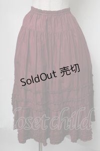 PINK HOUSE / 裾ティアードピコフリルスカート  ワイン S-25-08-05-053-LO-SK-HR-ZS