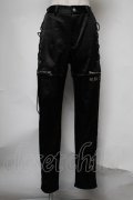NieR Clothing / サイド編み上げサテンパンツ  黒 S-25-08-05-062-PU-PA-HR-ZS