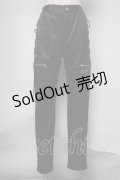 NieR Clothing / サイド編み上げサテンパンツ  黒 S-25-08-05-062-PU-PA-HR-ZS