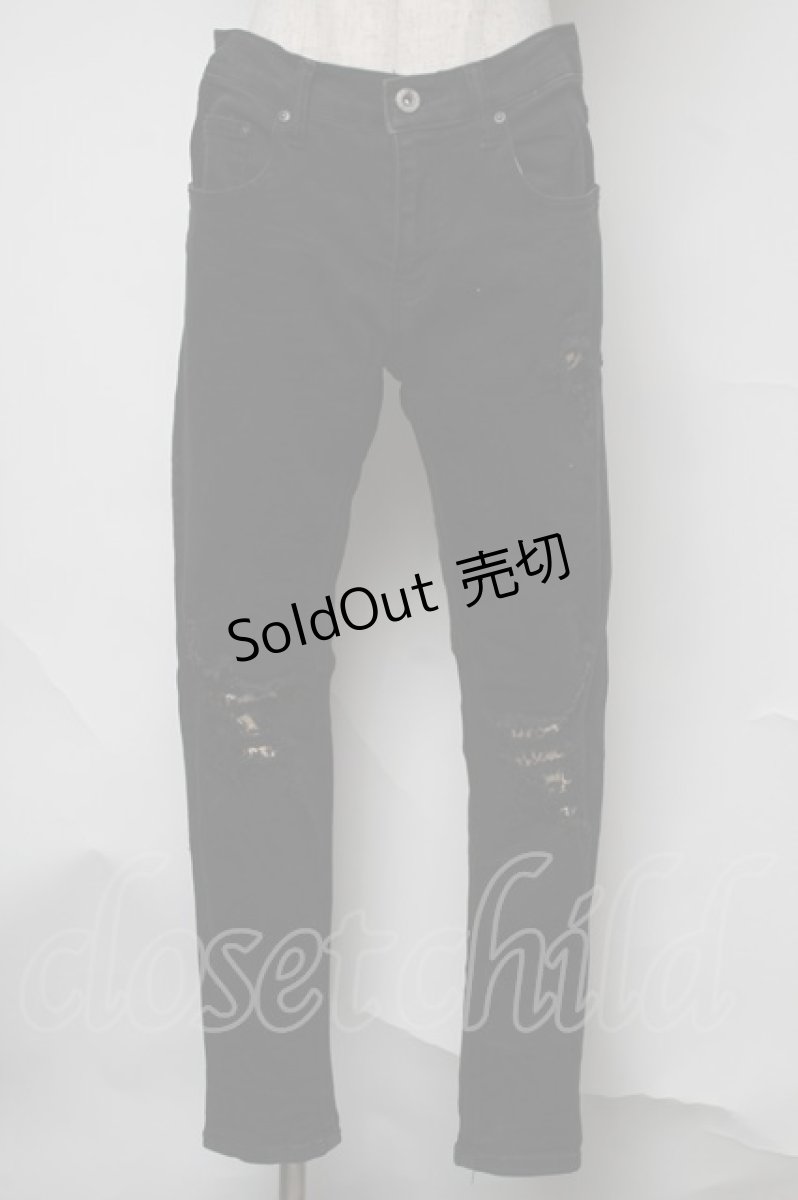 画像1: CavariA / ダメージデニムパンツ 42 黒 S-25-08-05-063-PU-PA-AS-ZT482 (1)