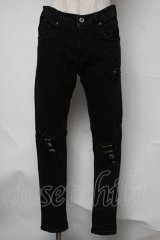 CavariA / ダメージデニムパンツ 42 黒 S-25-08-05-063-PU-PA-AS-ZS