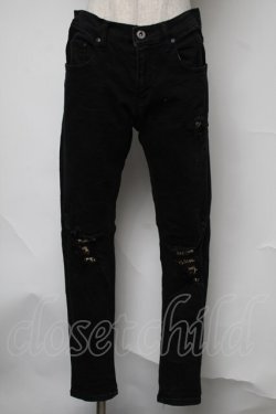 画像1: CavariA / ダメージデニムパンツ 42 黒 S-25-08-05-063-PU-PA-AS-ZS