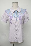 Blue rouge / 海デザイン半袖ブラウス  ラベンダー S-25-08-05-007-CA-BL-HR-ZS