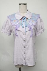 Blue rouge / 海デザイン半袖ブラウス  ラベンダー S-25-08-05-007-CA-BL-HR-ZS