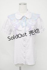 Blue rouge / 海デザイン半袖ブラウス  ラベンダー S-25-08-05-007-CA-BL-HR-ZT0921F