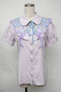 Blue rouge / 海デザイン半袖ブラウス  ラベンダー S-25-08-05-007-CA-BL-HR-ZS