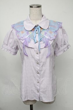 画像1: Blue rouge / 海デザイン半袖ブラウス  ラベンダー S-25-08-05-007-CA-BL-HR-ZS