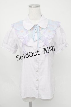 画像1: Blue rouge / 海デザイン半袖ブラウス  ラベンダー S-25-08-05-007-CA-BL-HR-ZS