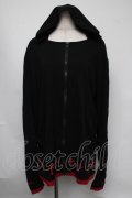 NieR Clothing / 裾クロスプリントパーカー  黒ｘ赤 S-25-08-05-013-PU-TO-HR-ZS