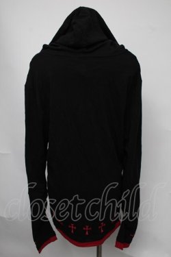 画像2: NieR Clothing / 裾クロスプリントパーカー  黒ｘ赤 S-25-08-05-013-PU-TO-HR-ZS