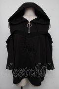 KRY CLOTHING / 肩あき半袖パーカー  黒 S-25-08-05-016-EL-TO-AS-ZS