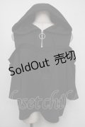 KRY CLOTHING / 肩あき半袖パーカー  黒 S-25-08-05-016-EL-TO-AS-ZS