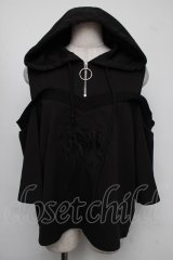 KRY CLOTHING / 肩あき半袖パーカー  黒 S-25-08-05-016-EL-TO-AS-ZS