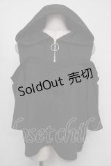 KRY CLOTHING / 肩あき半袖パーカー  黒 S-25-08-05-016-EL-TO-AS-ZS