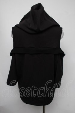 画像2: KRY CLOTHING / 肩あき半袖パーカー  黒 S-25-08-05-016-EL-TO-AS-ZS