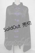 PSYCHO NATION / 振袖チャイナシャツ  黒ｘ紫 S-25-08-05-020-PU-BL-AS-ZS