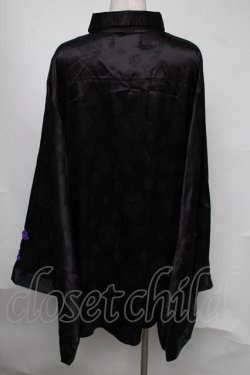 画像2: PSYCHO NATION / 振袖チャイナシャツ  黒ｘ紫 S-25-08-05-020-PU-BL-AS-ZS