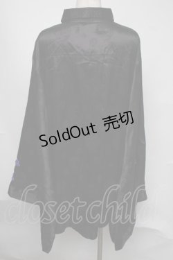 画像2: PSYCHO NATION / 振袖チャイナシャツ  黒ｘ紫 S-25-08-05-020-PU-BL-AS-ZS