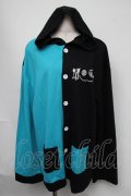 NieR Clothing / バイカラーフロントボタンカーディガン  黒ｘブルー S-25-08-05-022-PU-TO-HR-ZS