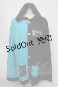 NieR Clothing / バイカラーフロントボタンカーディガン  黒ｘブルー S-25-08-05-022-PU-TO-HR-ZS