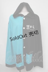 NieR Clothing / バイカラーフロントボタンカーディガン  黒ｘブルー S-25-08-05-022-PU-TO-HR-ZS