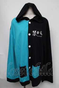 画像1: NieR Clothing / バイカラーフロントボタンカーディガン  黒ｘブルー S-25-08-05-022-PU-TO-HR-ZS