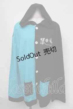 画像1: NieR Clothing / バイカラーフロントボタンカーディガン  黒ｘブルー S-25-08-05-022-PU-TO-HR-ZS