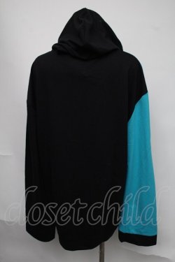 画像2: NieR Clothing / バイカラーフロントボタンカーディガン  黒ｘブルー S-25-08-05-022-PU-TO-HR-ZS