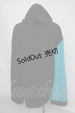 画像2: NieR Clothing / バイカラーフロントボタンカーディガン  黒ｘブルー S-25-08-05-022-PU-TO-HR-ZS