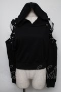 NieR Clothing / レースアップショートプルオーバー  黒 S-25-08-05-023-PU-TO-HR-ZS