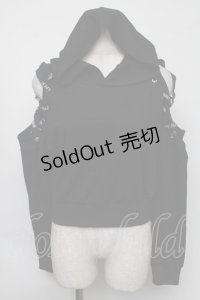 NieR Clothing / レースアップショートプルオーバー  黒 S-25-08-05-023-PU-TO-HR-ZS