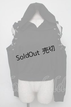 画像1: NieR Clothing / レースアップショートプルオーバー  黒 S-25-08-05-023-PU-TO-HR-ZS