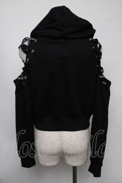 画像2: NieR Clothing / レースアップショートプルオーバー  黒 S-25-08-05-023-PU-TO-HR-ZS
