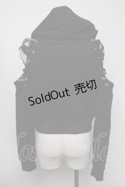 画像2: NieR Clothing / レースアップショートプルオーバー  黒 S-25-08-05-023-PU-TO-HR-ZS