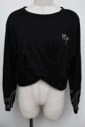 NieR Clothing / 刺繍ショートトップス  黒ｘ白 S-25-08-05-025-PU-TO-HR-ZS