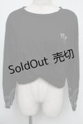 NieR Clothing / 刺繍ショートトップス  黒ｘ白 S-25-08-05-025-PU-TO-HR-ZS