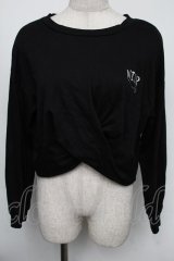 NieR Clothing / 刺繍ショートトップス  黒ｘ白 S-25-08-05-025-PU-TO-HR-ZS