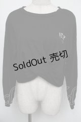 NieR Clothing / 刺繍ショートトップス  黒ｘ白 S-25-08-05-025-PU-TO-HR-ZS
