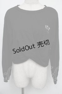 NieR Clothing / 刺繍ショートトップス  黒ｘ白 S-25-08-05-025-PU-TO-HR-ZS