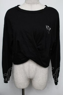 画像1: NieR Clothing / 刺繍ショートトップス  黒ｘ白 S-25-08-05-025-PU-TO-HR-ZS