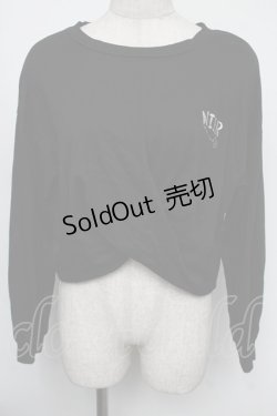 画像1: NieR Clothing / 刺繍ショートトップス  黒ｘ白 S-25-08-05-025-PU-TO-HR-ZS
