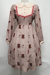 axes femme kawaii / プレゼントベアーワンピース  ベージュ S-25-08-05-027-AX-OP-AS-ZS