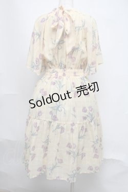 画像2: axes femme POETIQUE / チューリップブーケロングワンピース  イエロー S-25-08-05-028-AX-OP-HR-ZS