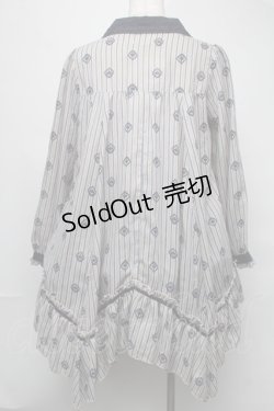 画像2: axes femme / フリルヘムシャツチュニック  紺ｘベージュ S-25-08-05-035-AX-OP-HR-ZS