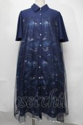 axes femme / 夏の星空チュールシャツワンピース  紺 S-25-08-05-036-AX-OP-HR-ZS