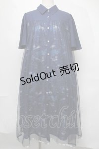 axes femme / 夏の星空チュールシャツワンピース  紺 S-25-08-05-036-AX-OP-HR-ZS
