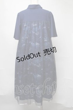 画像2: axes femme / 夏の星空チュールシャツワンピース  紺 S-25-08-05-036-AX-OP-HR-ZS