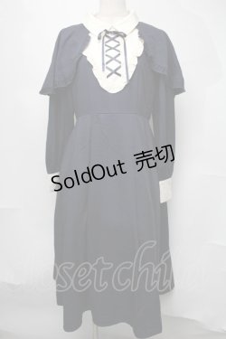 画像1: axes femme / ケープ付クラシックロングワンピース  紺 S-25-08-05-038-AX-OP-AS-ZS