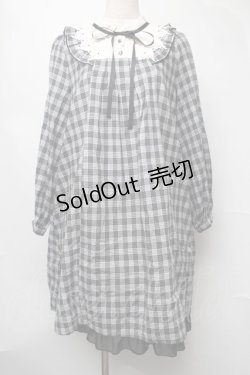 画像1: axes femme kawaii / チェックワンピース  黒ｘ白 S-25-08-05-044-AX-OP-HR-ZS