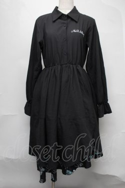 画像1: NieR Clothing / シエルプリントワンピース  黒ｘグリーン S-25-08-05-049-PU-OP-HR-ZS